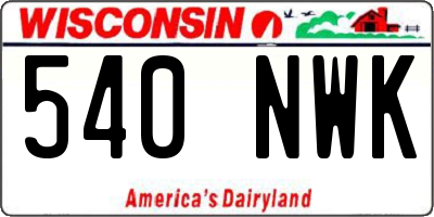 WI license plate 540NWK
