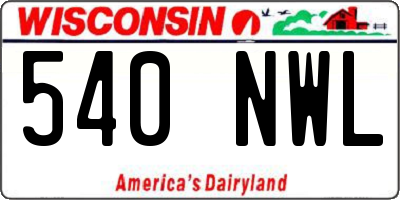 WI license plate 540NWL