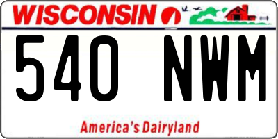 WI license plate 540NWM