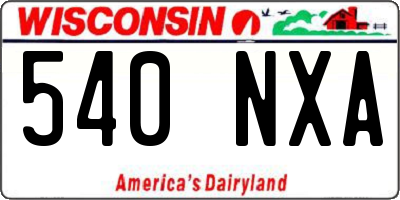 WI license plate 540NXA