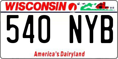 WI license plate 540NYB