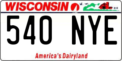 WI license plate 540NYE