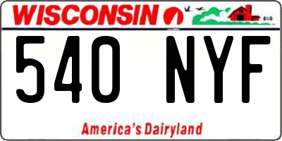 WI license plate 540NYF