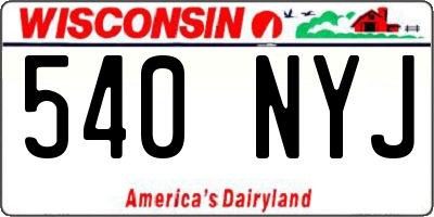 WI license plate 540NYJ