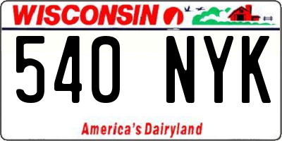 WI license plate 540NYK