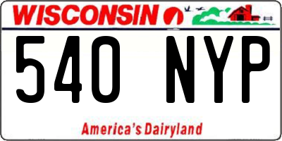 WI license plate 540NYP