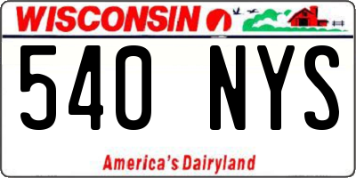 WI license plate 540NYS