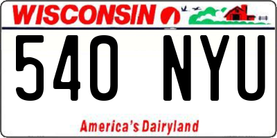 WI license plate 540NYU