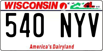 WI license plate 540NYV