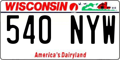 WI license plate 540NYW