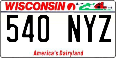 WI license plate 540NYZ