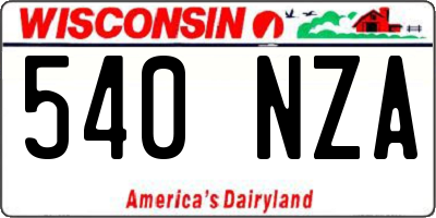 WI license plate 540NZA