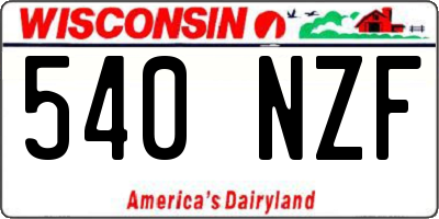 WI license plate 540NZF