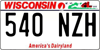 WI license plate 540NZH