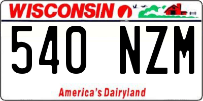WI license plate 540NZM