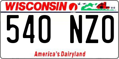WI license plate 540NZO