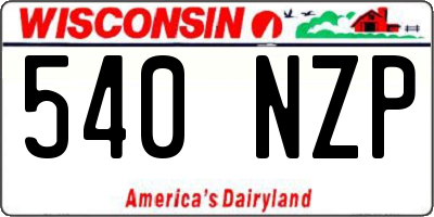 WI license plate 540NZP