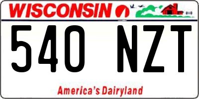 WI license plate 540NZT
