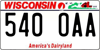 WI license plate 540OAA