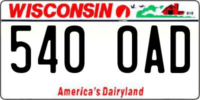 WI license plate 540OAD