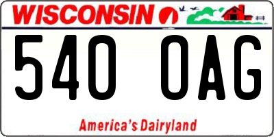 WI license plate 540OAG