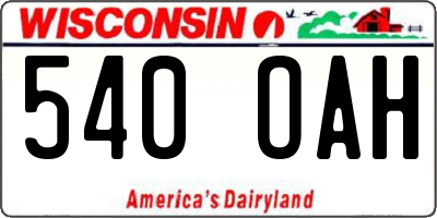 WI license plate 540OAH
