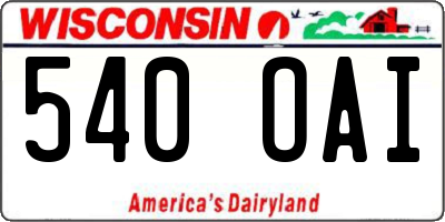 WI license plate 540OAI