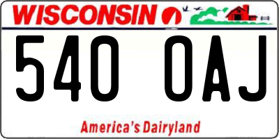 WI license plate 540OAJ