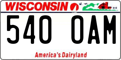 WI license plate 540OAM