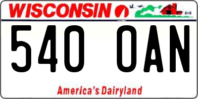 WI license plate 540OAN