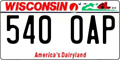 WI license plate 540OAP
