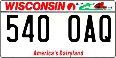 WI license plate 540OAQ