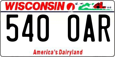 WI license plate 540OAR