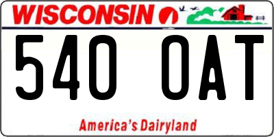 WI license plate 540OAT
