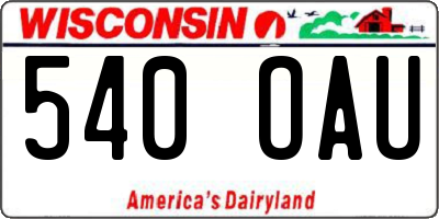 WI license plate 540OAU