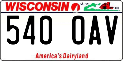 WI license plate 540OAV