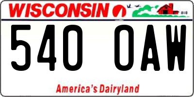 WI license plate 540OAW