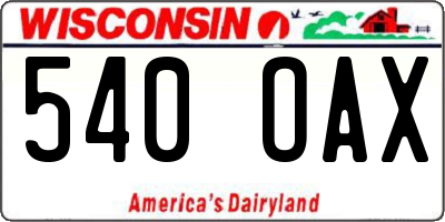 WI license plate 540OAX