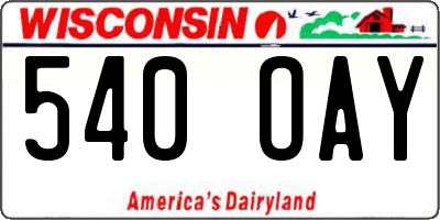 WI license plate 540OAY
