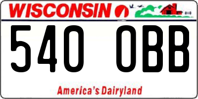 WI license plate 540OBB
