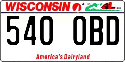 WI license plate 540OBD