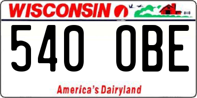WI license plate 540OBE