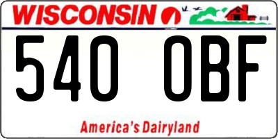 WI license plate 540OBF
