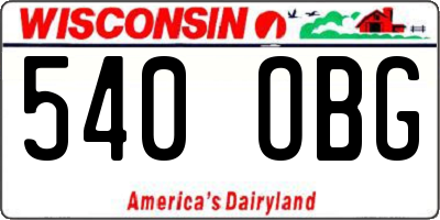 WI license plate 540OBG