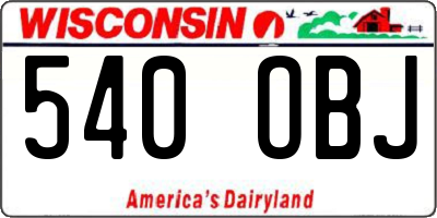 WI license plate 540OBJ