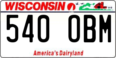 WI license plate 540OBM