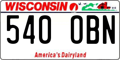 WI license plate 540OBN