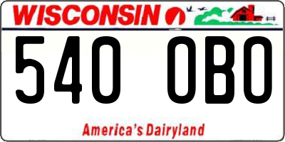 WI license plate 540OBO