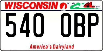 WI license plate 540OBP