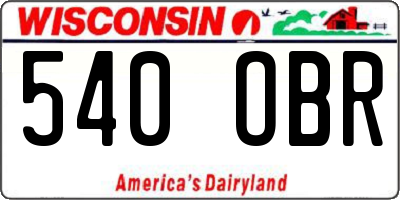 WI license plate 540OBR